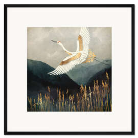 Gerahmter Kunstdruck Eleganter Flug eines Kranichs