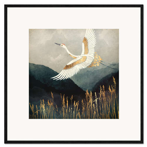 Kehystetty taidepainatus Elegant Flight of a Crane