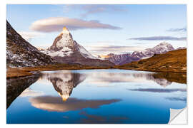 Selvklebende plakat Sunrise at the Matterhorn in Switzerland