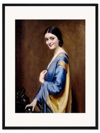 Gerahmter Kunstdruck Blau, goldenes Kleid