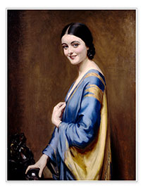 Wandbild  Blau, goldenes Kleid - Albert Henry Collings