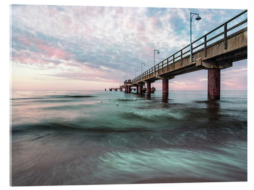 Acrylic print Pier with seagulls II