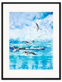 Gerahmter Kunstdruck Lachmöwe. Seven Seas Beach