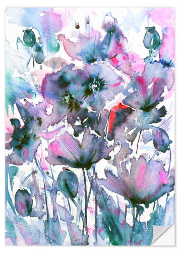 Sticker mural Mauve Poppies 2