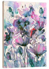 Quadro de madeira Mauve Poppies 2