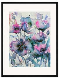 Gerahmter Kunstdruck Malvenfarbene Mohnblumen