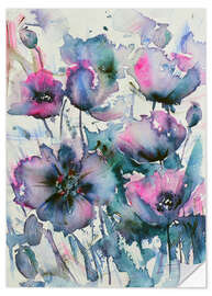 Sticker mural Coquelicots mauves