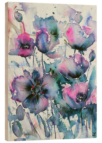 Quadro de madeira Mauve Poppies