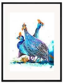 Gerahmter Kunstdruck Perlhühner