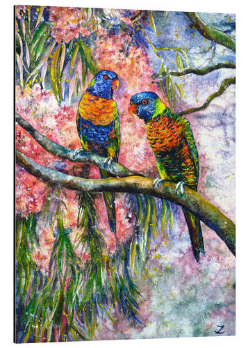 Aluminium print Rainbow Lorikeets