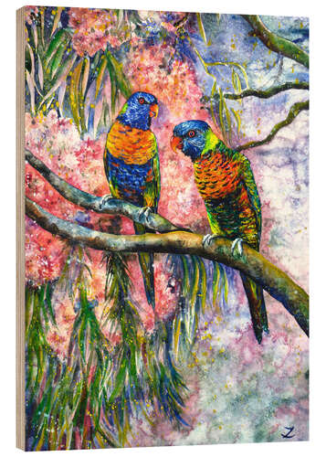 Cuadro de madera Rainbow Lorikeets