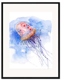 Innrammet kunsttrykk Jellyfish - deep sea diving