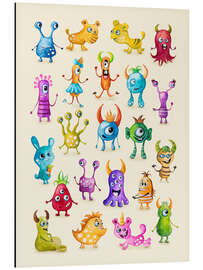 Tableau en aluminium Illustration of Colourful Monsters