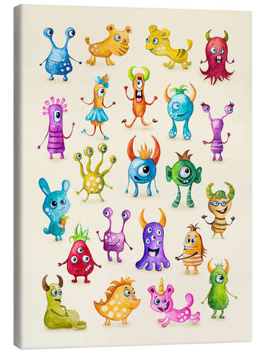 Quadro em tela Illustration of Colourful Monsters