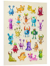 Foam board print Illustration of Colourful Monsters