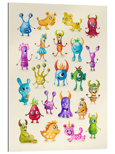 Tableau en plexi-alu Illustration of Colourful Monsters