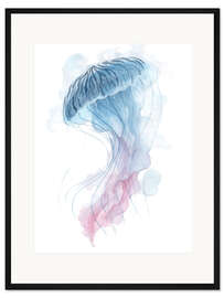 Gerahmter Kunstdruck Aquarell-Qualle