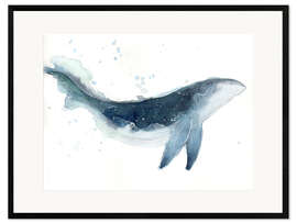 Ingelijste kunstdruk Watercolor Whale