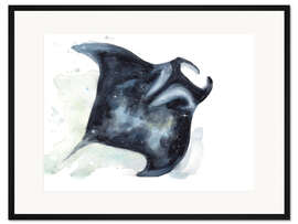 Gerahmter Kunstdruck Aquarell-Rochen