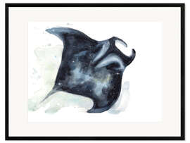 Ingelijste kunstdruk Watercolor Stingray