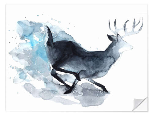 Wandsticker Aquarell-Hirsch