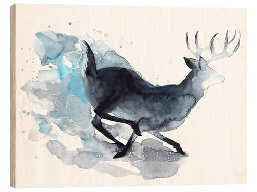 Wood print Watercolor Deer