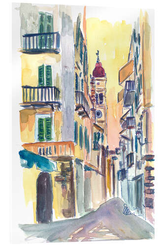 Acrylglasbild Herrliche Korfu Straße in Griechenland