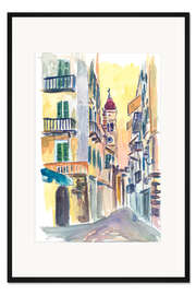 Gerahmter Kunstdruck Herrliche Korfu Straße in Griechenland