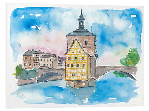 PVC print Bridge In Bamberg Bavaria with City Hall