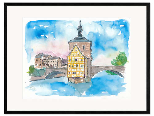 Framed art print Bridge In Bamberg Bavaria with City Hall