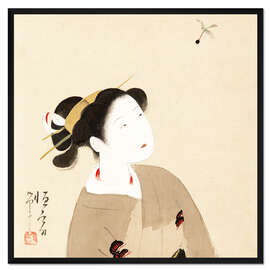 Gerahmter Kunstdruck Beobachten eines Pusteblumensamen