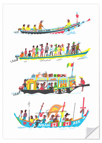 Selvklebende plakat Four African Boats