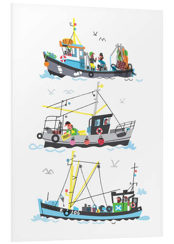 Foam board print Three Fishing Boats