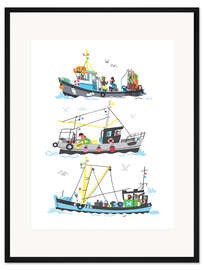 Gerahmter Kunstdruck Drei Fischerboote