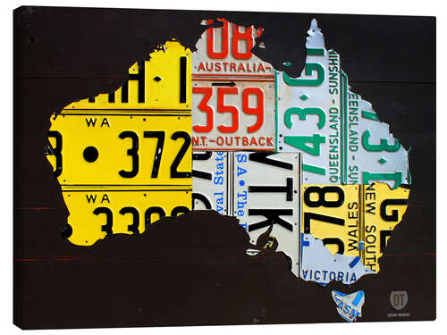 Canvas print Australia License Plate Map