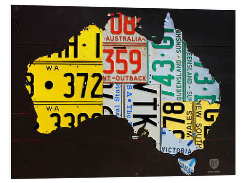 Foam board print Australia License Plate Map