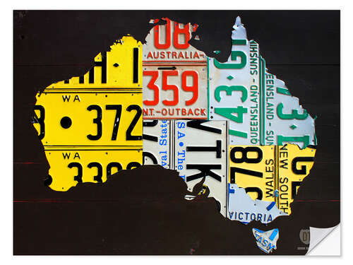 Naklejka na ścianę Australia License Plate Map