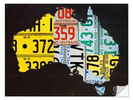 Sticker mural Carte de l'Australie (plaques d'immatriculation)