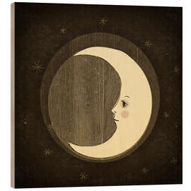 Wood print Moon in the night