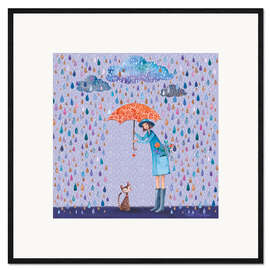 Framed art print It's raining, kitten