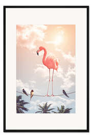 Gerahmter Kunstdruck Flamingo &amp; Friends