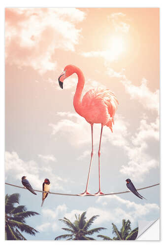 Selvklebende plakat Flamingo and Friends