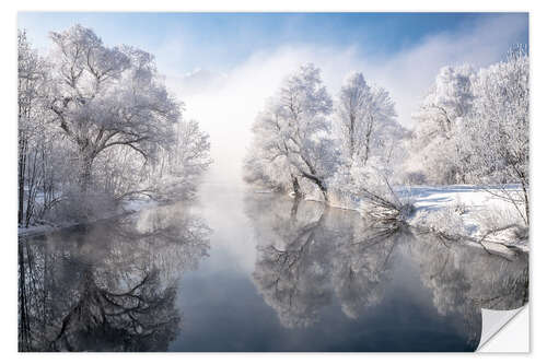 Naklejka na ścianę Winter idyll Lake Kochelsee in Bavaria