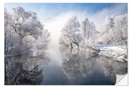 Selvklebende plakat Winter idyll Lake Kochelsee in Bavaria