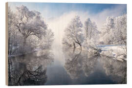 Trätavla Winter idyll Lake Kochelsee in Bavaria