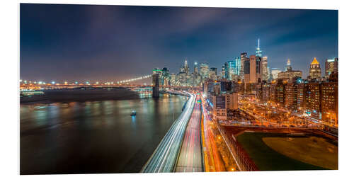 Foam board print New York Panorama Night Skyline