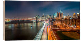 Wood print New York Panorama Night Skyline