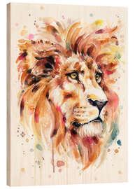 Tableau en bois Tout est majestueux (lion)