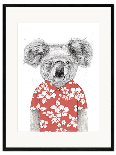 Ingelijste kunstdruk Koala met Hawaaihemd