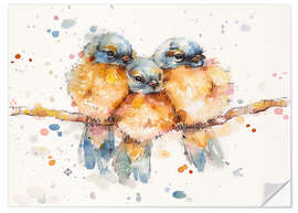 Sticker mural Petits oiseaux bleus